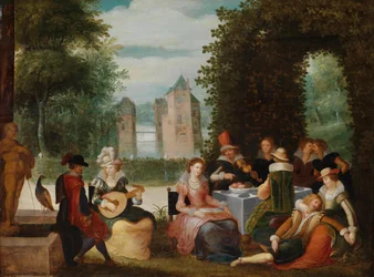Elegante musizierende Gesellschaft in einem Park